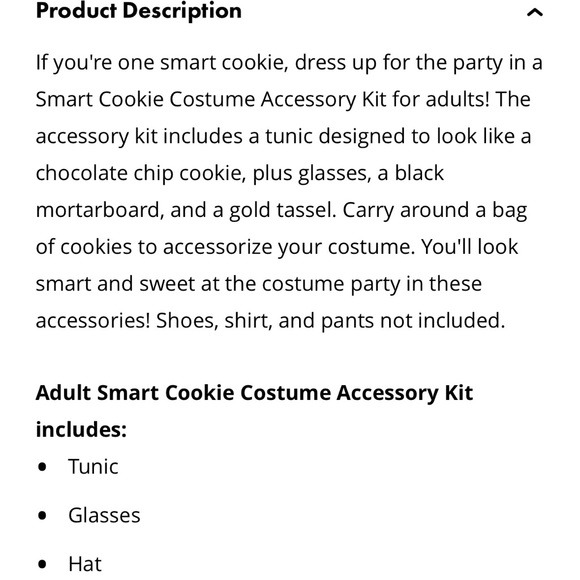 NWT unisex,Adult Smart Cookie Halloween Costume Kit - Picture 9 of 10